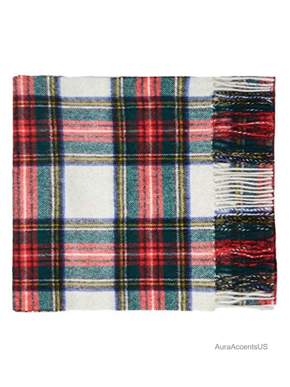 100% Lambswool Tartan Plaid Scarf Men's Cold Weather Classic